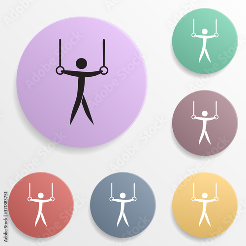 Gymnast on bars badge color set icon. Simple glyph, flat vector of sport icons for ui and ux, website or mobile application