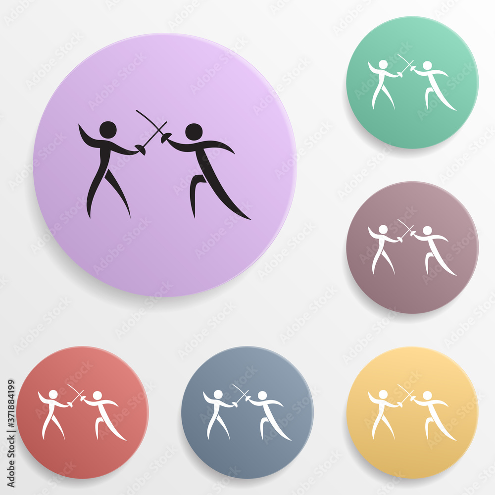 Fencing badge color set icon. Simple glyph, flat vector of sport icons for ui and ux, website or mobile application