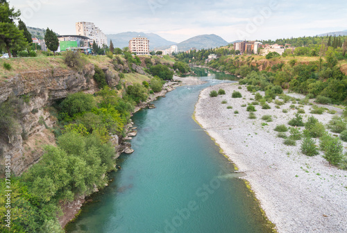 Podgorica landscape,view from bridge crossing the river,Montenegro,Eastern Europe.