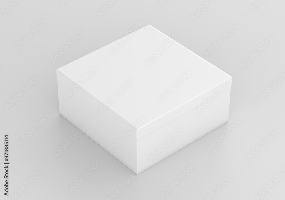 White Realistic Square Box Mockup, Blank Cardboard Shoe box, 3d Rendering isolated on white background ready for your design