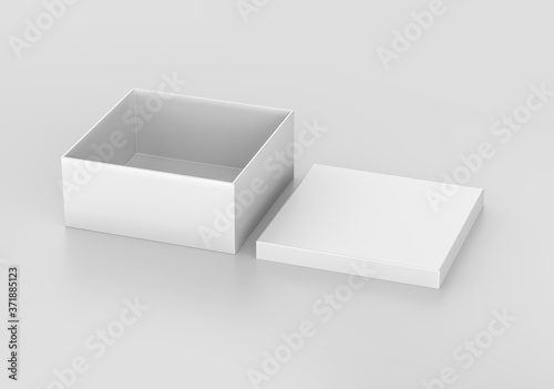 White Realistic Square Box Mockup, Blank Cardboard Shoe box, 3d Rendering isolated on white background ready for your design © Pixelica21