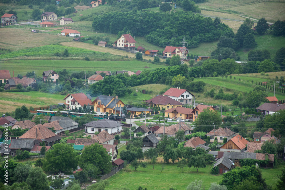 Sovata, Romania -  2020  Transylvania,Panoramic view  from  Belvedere  tower