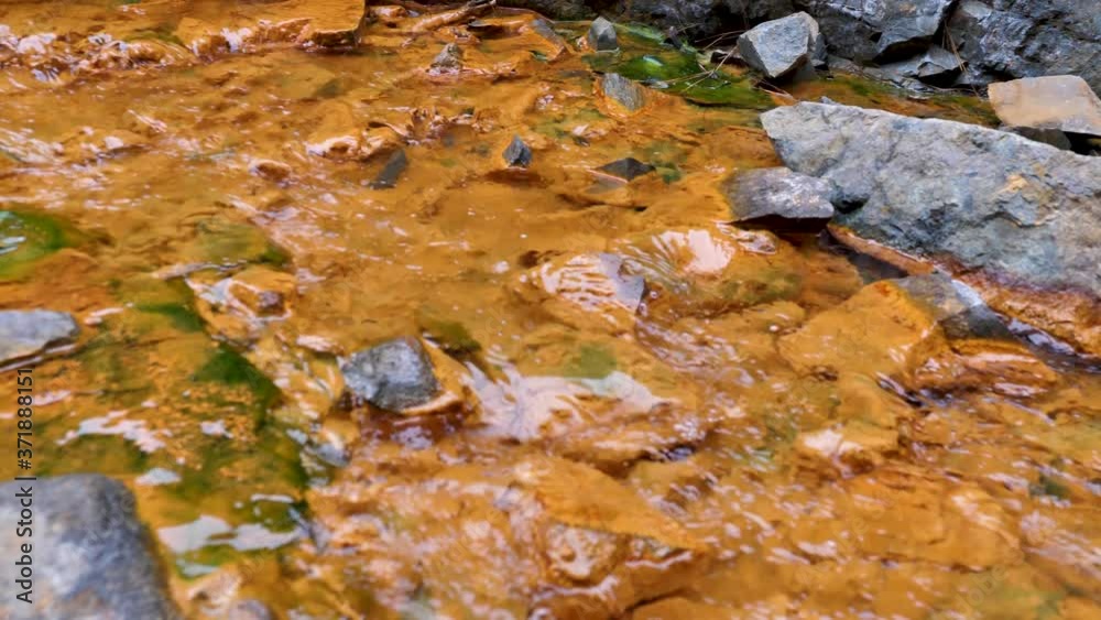 Slow Motion Of Volcanic River Water, Rich In Iron And Other Minerals, La Palma Slow Motion Of Volcanic River Water, Rich In Iron And Other Minerals, La Palma