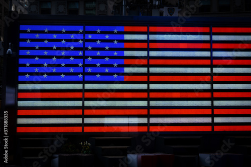 American Flag made out of LED lights in Times Square