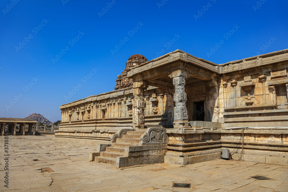 Hampi,Karnataka, India - December 31,2018: Hampi was the capital of Vijayanagara Empire in the 14th century, is also a UNESCO World Heritage Site located in east-central Karnataka, India.
