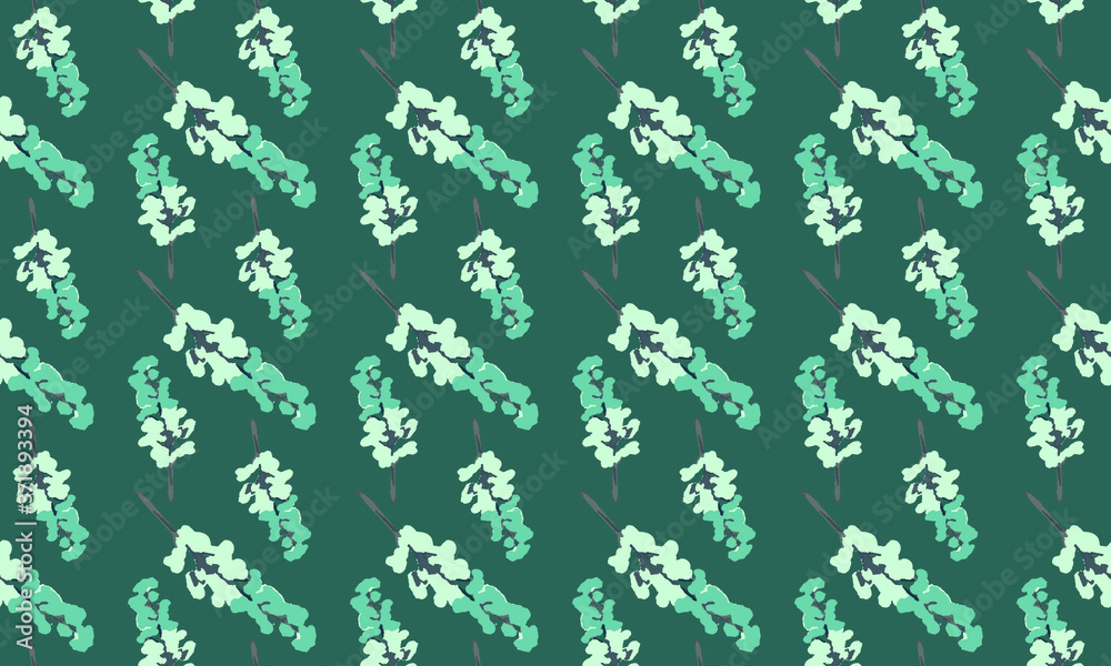 Plano de fundo vetorial abstrato com padrões que lembram flores em tons de verde claro e escuro, ou folhagem estilizada, criando uma atmosfera natural e orgânica