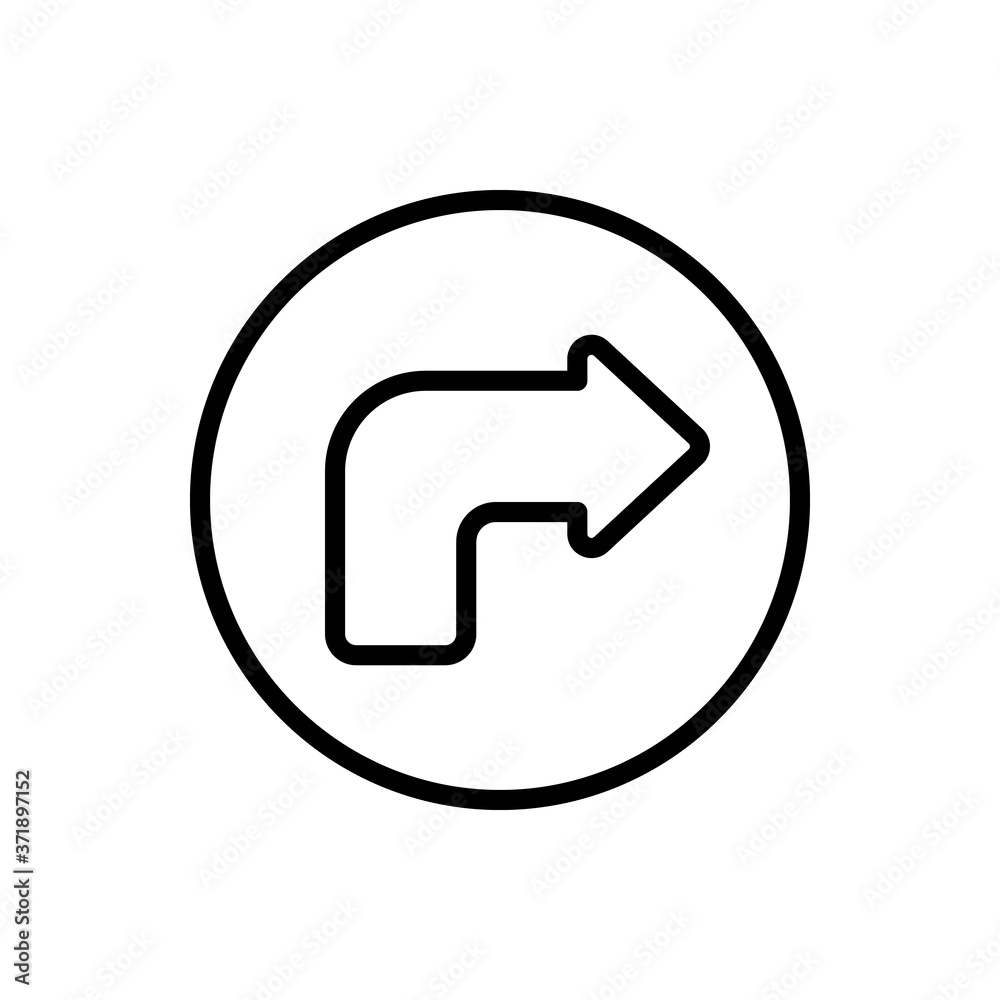Arrow turn and right icon. Simple line, outline vector elements of pointer icons for ui and ux, website or mobile application Arrow turn and right icon. Simple line, outline vector elements of pointer icons for ui and ux, website or mobile application