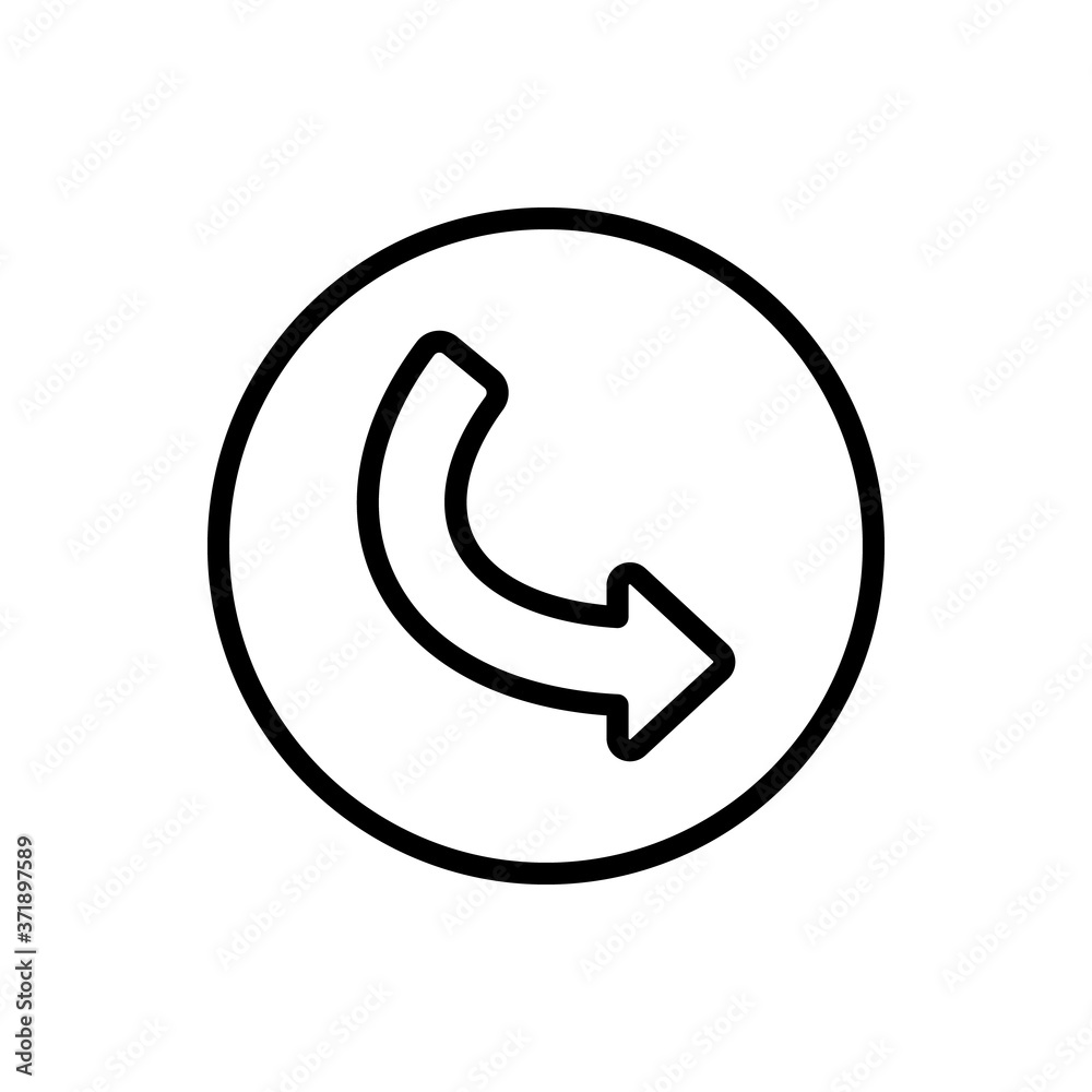 Arrow turn and right icon. Simple line, outline vector elements of pointer icons for ui and ux, website or mobile application Arrow turn and right icon. Simple line, outline vector elements of pointer icons for ui and ux, website or mobile application