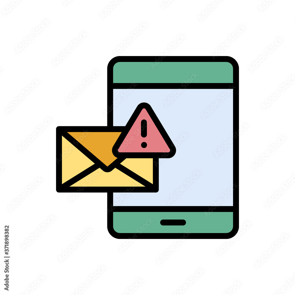 Spam smartphone message icon. Simple color with outline vector elements of hacks icons for ui and ux, website or mobile application Spam smartphone message icon. Simple color with outline vector elements of hacks icons for ui and ux, website or mobile application