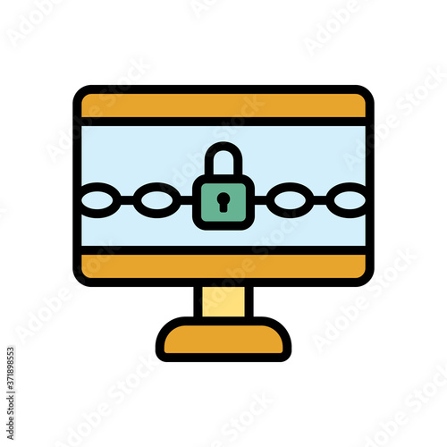 Ransomware desktop icon. Simple color with outline vector elements of hacks icons for ui and ux, website or mobile application