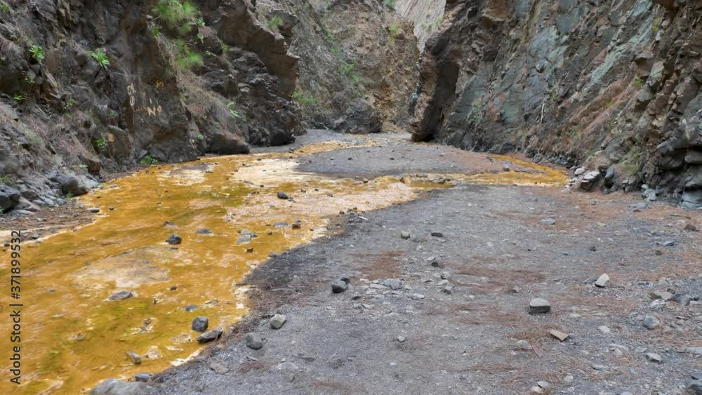 Stabilized Walking Through Industrial Polluted Toxic Waste River Water Stabilized Walking Through Industrial Polluted Toxic Waste River Water