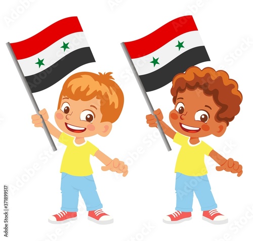 syria flag in hand set