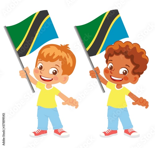 Tanzania flag in hand set
