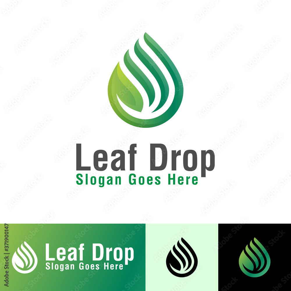 modern Leaf drop or leaf water drop logo design vector template