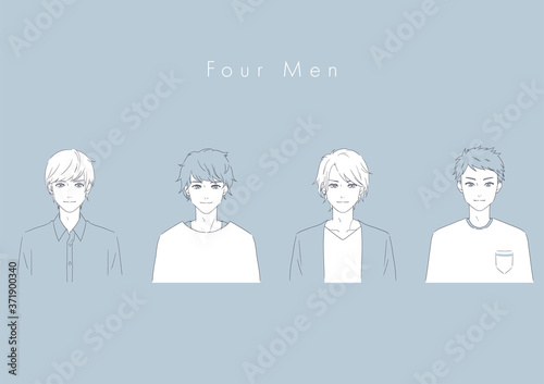 おしゃれな男性４人のイラスト