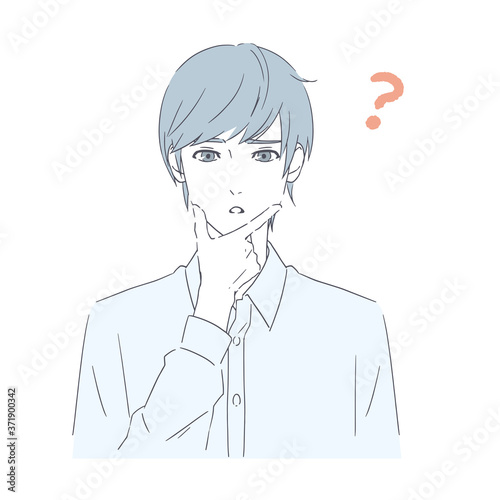 悩んでいる男性のイラスト