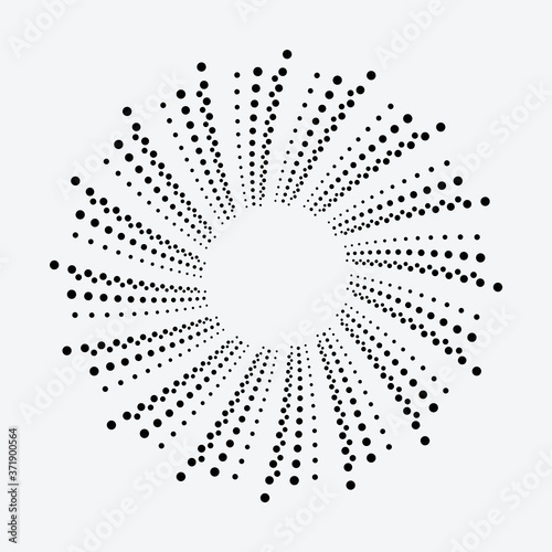 Abstract spiral dotted backdrop pattern. . Monochrome halftone background. Halftone design element for various purposes.