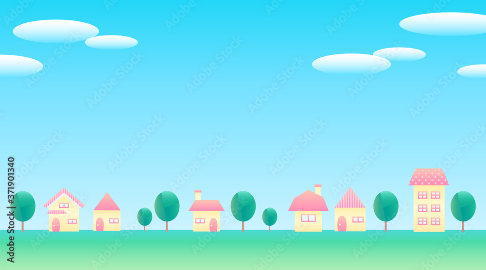 Suburban landscape background with houses and trees. Vector illustration. Suburban landscape background with houses and trees. Vector illustration.