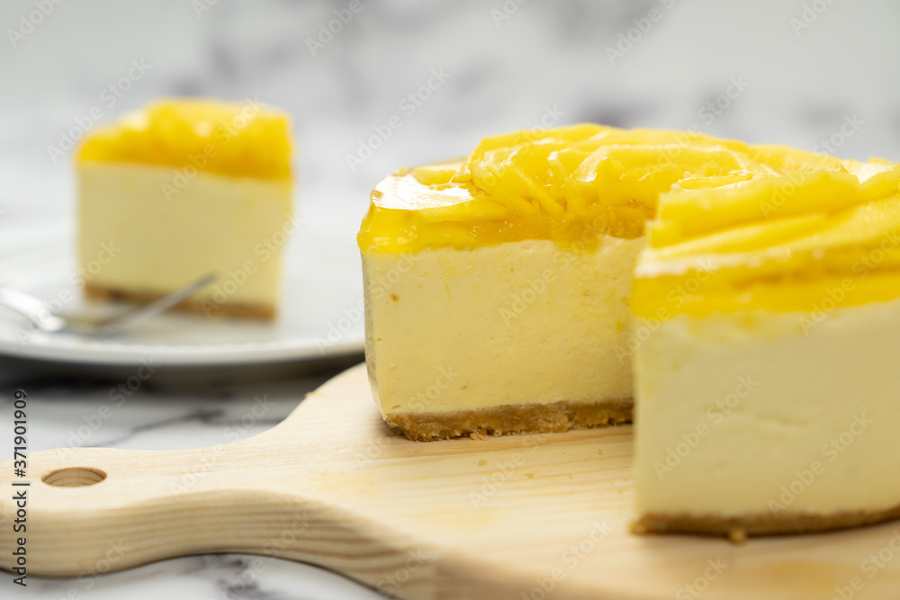 Homemade no bake mango mousse cheese cake