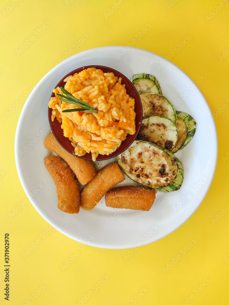 vegan meal fried bananas pumpkin risotto and zucchini vegan meal fried bananas pumpkin risotto and zucchini