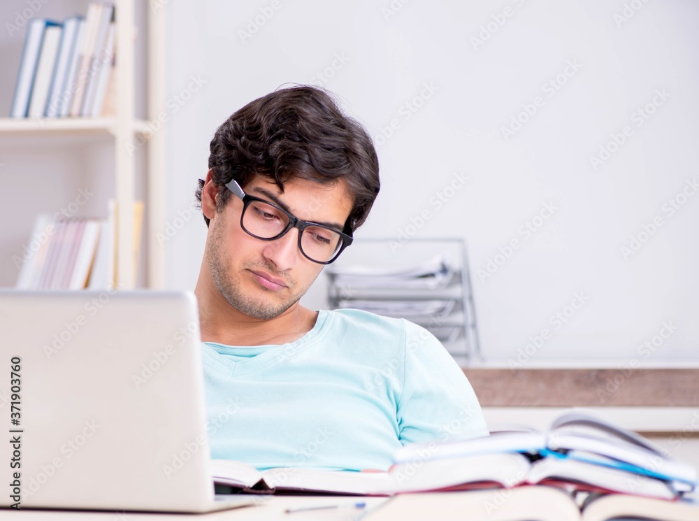 Young student in tele-learning concept Young student in tele-learning concept