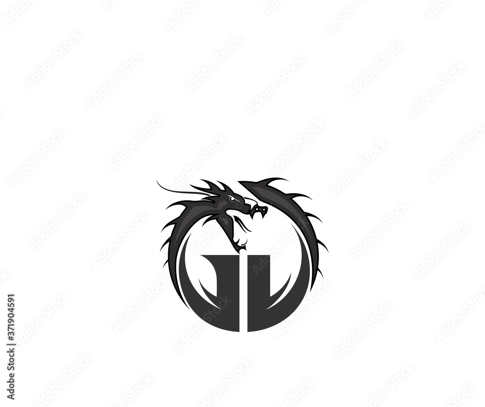 Initials dragon icon logo design template Initials dragon icon logo design template