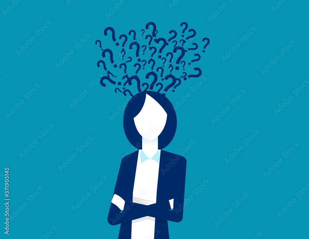 Many questions and no answer. Question mark and Thinking concept Many questions and no answer. Question mark and Thinking concept