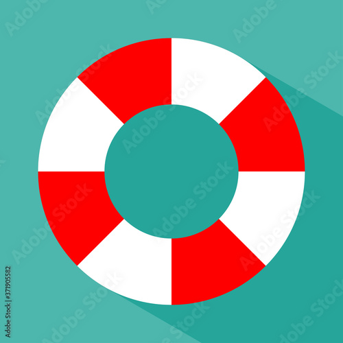 Lifebuoy ring flat vector illustration icon. Sos concept symbol on the blue