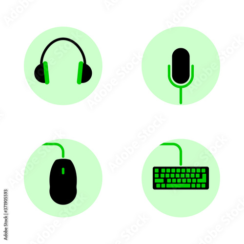 Computer gaming isolated icon vector set for game activity