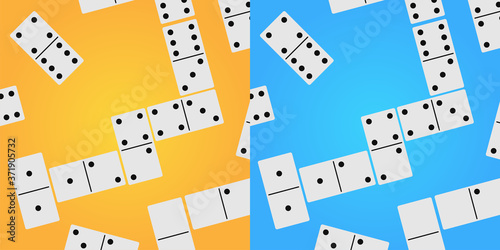 Domino icon design vector illustration on the orange and blue background in flat