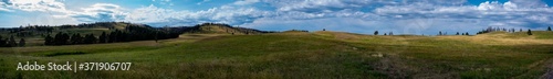 Panoramic open grassland prairie at Custer State Park in South Dakota, USA