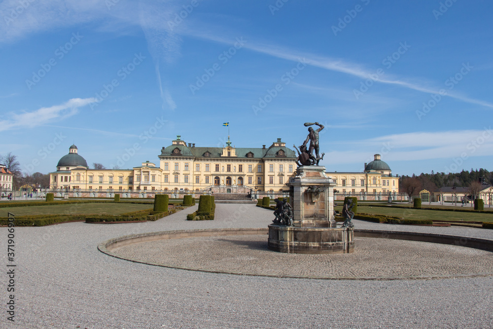 Fototapeta premium Facade of Drottningholm palace in a sunny day, Sweden.