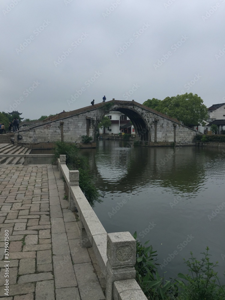 bridge over the river in an ancient canal city in China
