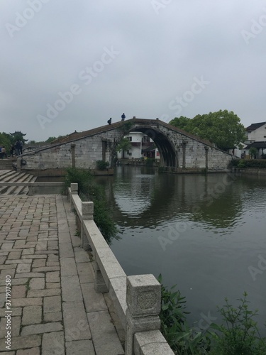bridge over the river in an ancient canal city in China