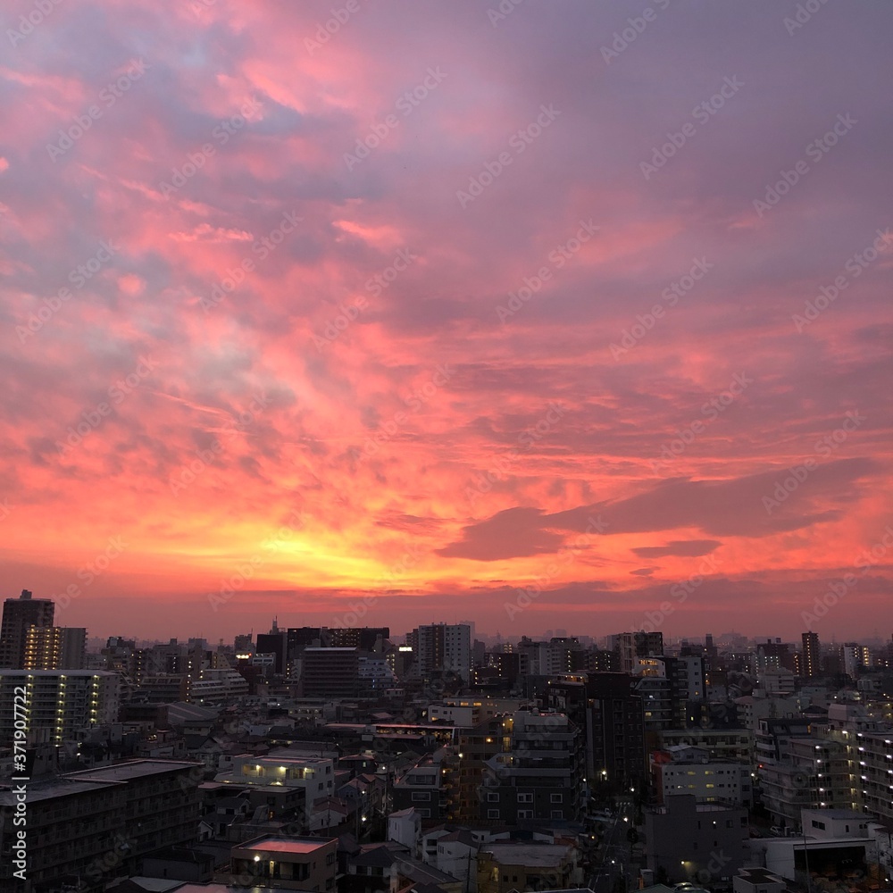 Obraz premium sunset in the city