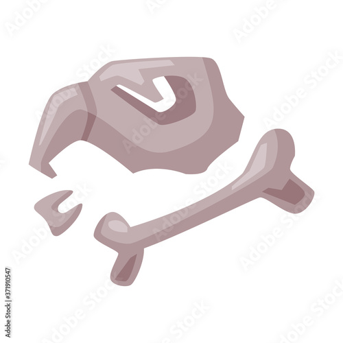 Bird Skull and Bones, Occult Magic Object for Mystic Ritual Cartoon Style Vector Illustration