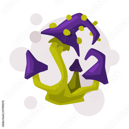 Magical Poisonous Mushroom, Occult Magic Object for Mystic Ritual Cartoon Style Vector Illustration