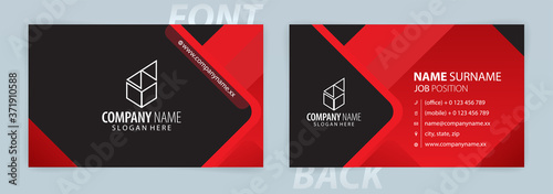 Red and Black business card template (Front and Back) Vector