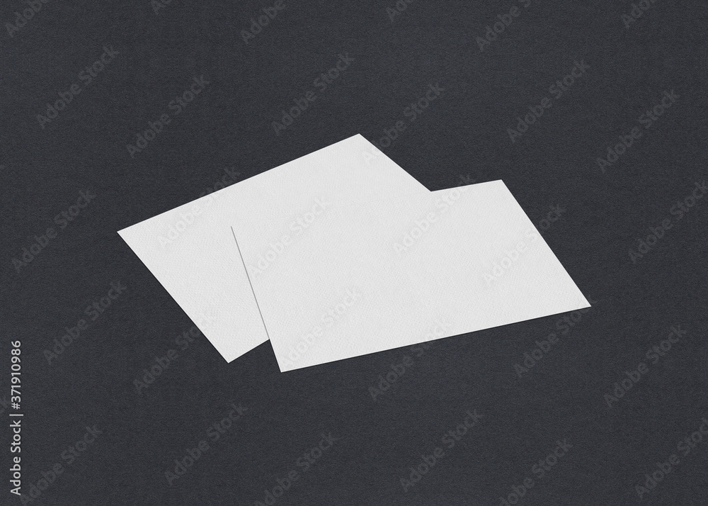 Blank white Business card mockup stacks on grey textured paper background. Blank white Business card mockup stacks on grey textured paper background.