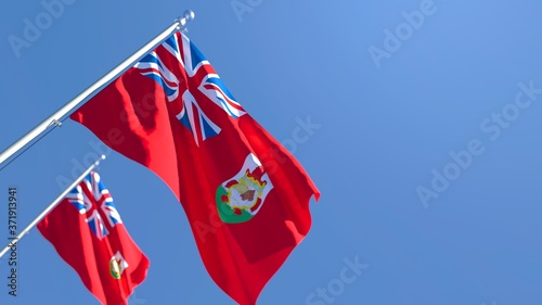 3D rendering of the flag of Bermuda waving in the wind photo