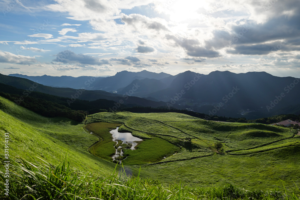 Fototapeta premium A bird's-eye view of the Japanese plateau in summer