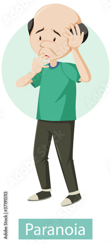 Cartoon character with paranoia symptoms