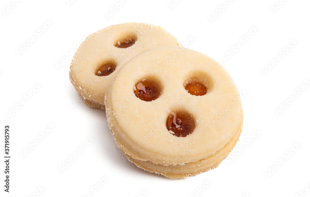 Double cookies with jam isolated
