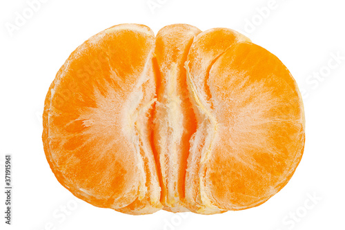 Ripe tangerine fruit on white