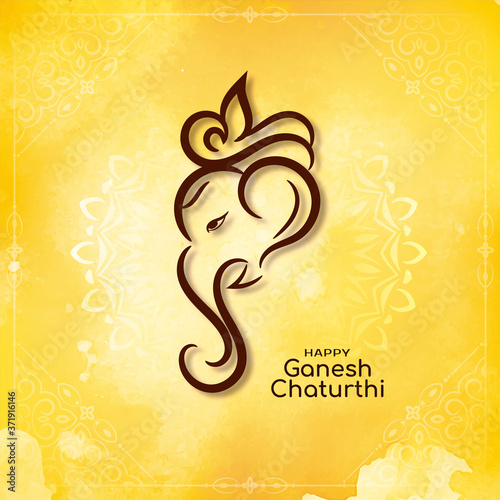 Abstract Ganesh Chaturthi religious yellow background