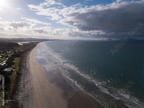 Aerial photos of a surf beach, New Zealand.  © Carl