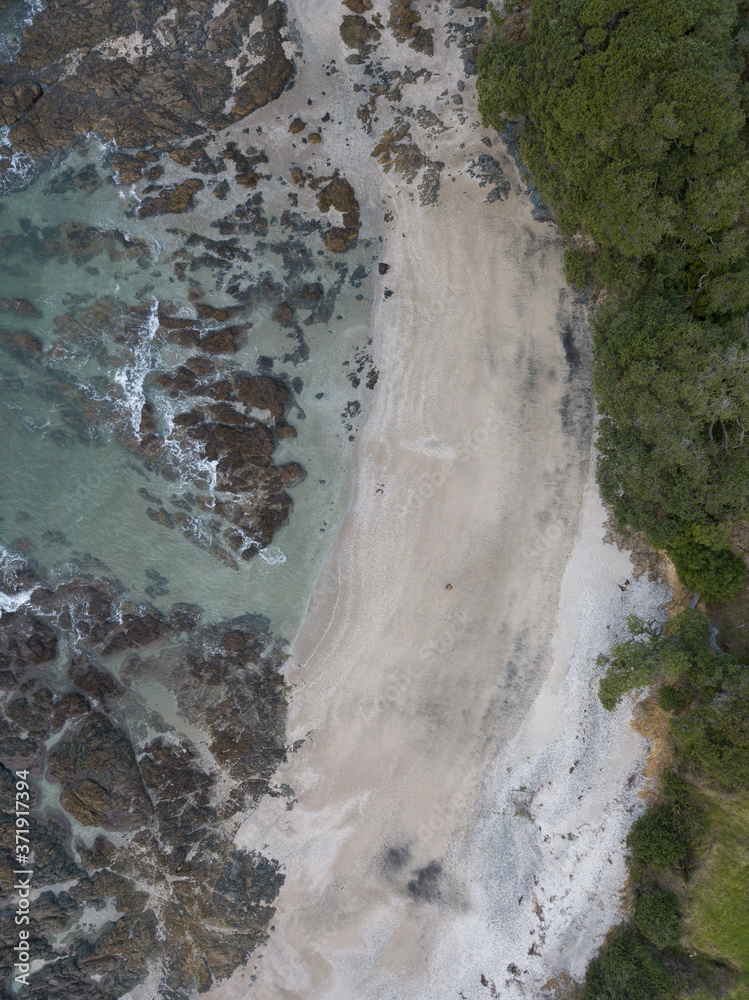 Fototapeta premium Aerial photos of a rocky coastline, New Zealand. 