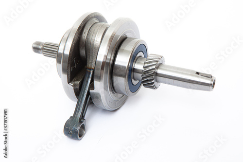 motorcycle crankshaft on white background