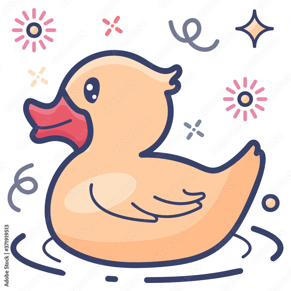 Obraz premium Kids rubber plaything, flat icon of duck vector design 