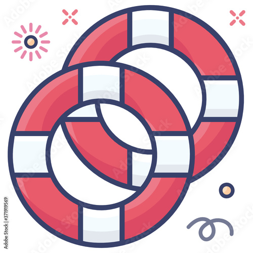 
Lifesaving tube rings, lifebuoy flat design icon
